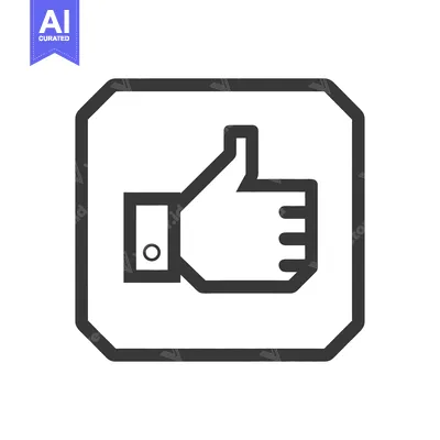 Aset premium populer: A monochrome illustration of a thumbs up icon in a shape