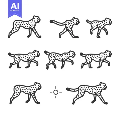 Aset premium populer: Line Art Cheetah Running Animation Sequence