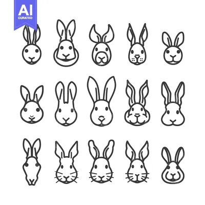 Popular premium asset: Line Art Collection of Bunny Rabbit Faces