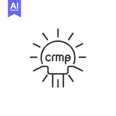 Aset premium populer: Line art depiction of a lightbulb with the word "CRMP" inside