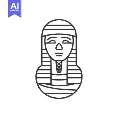 Aset desain premium: Line art depiction of an Egyptian pharaoh's head