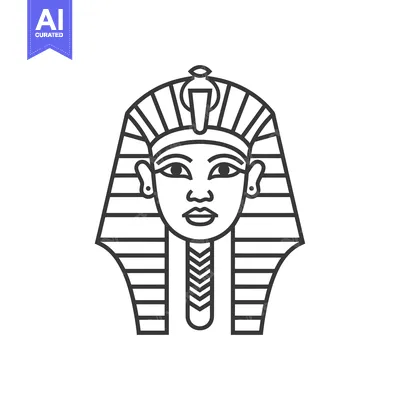Popular premium asset: Line Art Depiction of an Egyptian Pharaoh's Head with a Striped Headdr