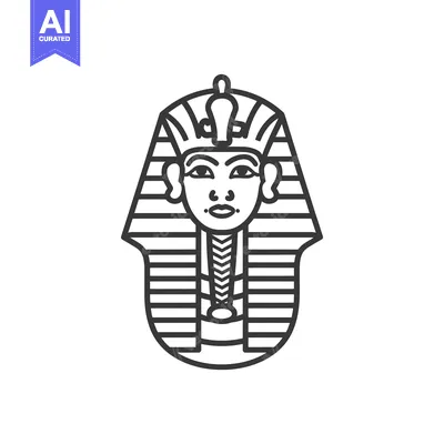 Premium design asset: Line Art Depiction of an Egyptian Pharaoh's Mask