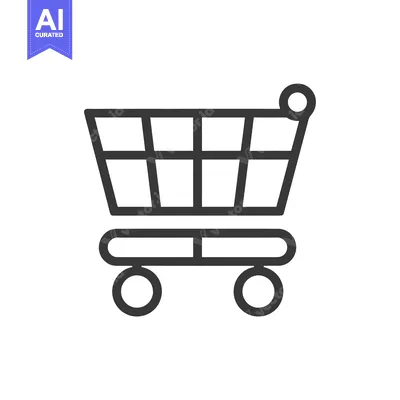 Premium design asset: Line art depiction of a shopping cart with wheels
