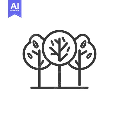 Popular premium asset: Line art depiction of three trees with leaves