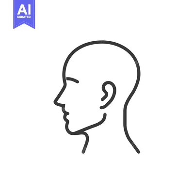 Aset desain premium: Line art drawing of a bald person's head in profile