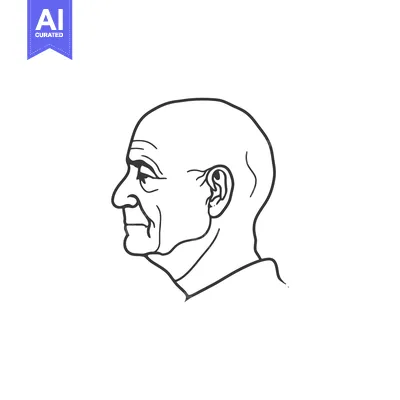 Aset desain premium: Line art drawing of a man's head in profile