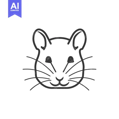 Aset desain premium: Line Art Drawing of a Mouse Face