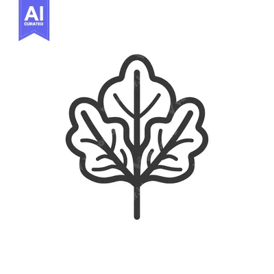 Aset premium populer: Line art drawing of a stylized leaf with three lobes