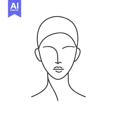 Aset premium populer: Line Art Drawing of a Woman's Face and Neck