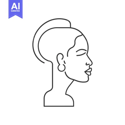 Aset desain premium: Line art drawing of a woman's face in profile