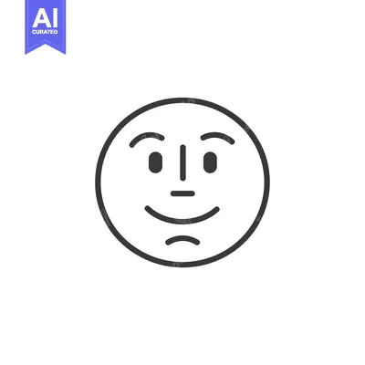 Line art emoticon depicting a nervous smile