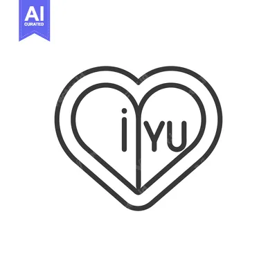 Aset desain premium: Line Art Heart with "I Love You" Text