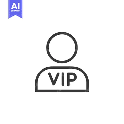 Aset desain premium: Line art icon depicting a person with a VIP label