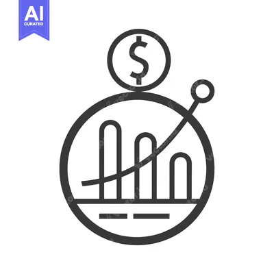 Aset desain premium: Line Art Icon Depicting Financial Growth with a Dollar Sign Above a Ba