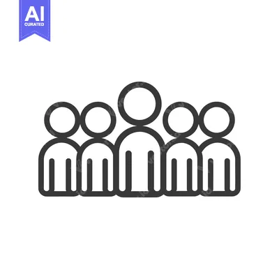 Popular premium asset: Line art icon depicting five people standing together
