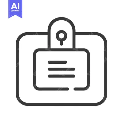 Premium design asset: Line art icon of a badge with a pin