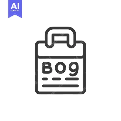 Aset premium populer: Line Art Icon of a Bag with the Letters BOG on it