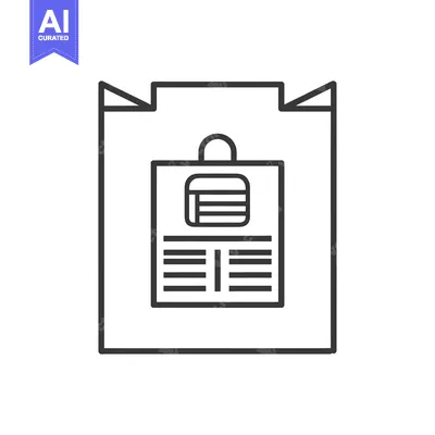 Aset desain premium: Line Art Icon of a Briefcase Inside a Box