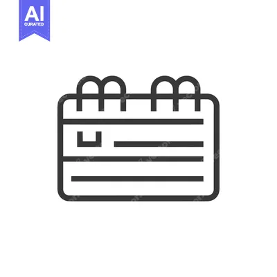 Aset desain premium: Line art icon of a calendar with spiral binding