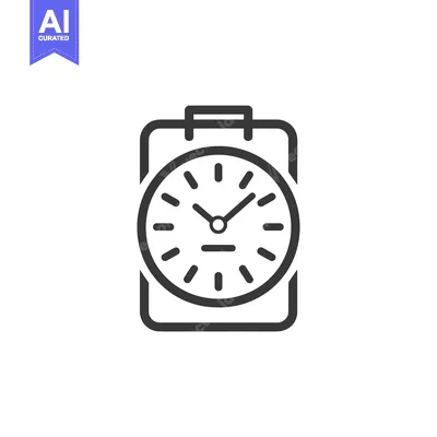 Line art icon of a clock in a square frame