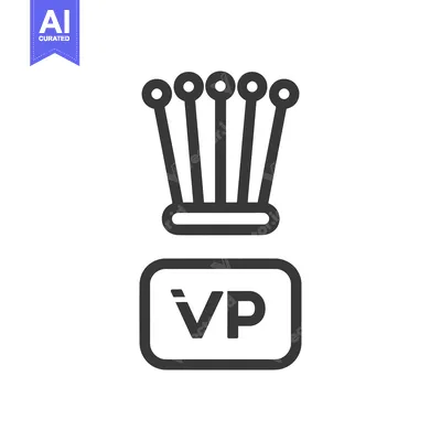 Aset premium populer: Line Art Icon of a Crown and VP Label
