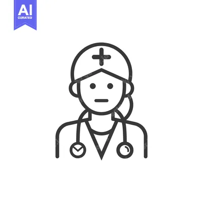 Premium design asset: Line art icon of a doctor with a stethoscope