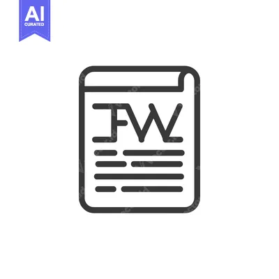 Aset desain premium: Line art icon of a document with "FW" written on it