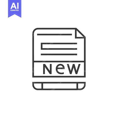 Aset premium populer: Line Art Icon of a File Labeled "New"