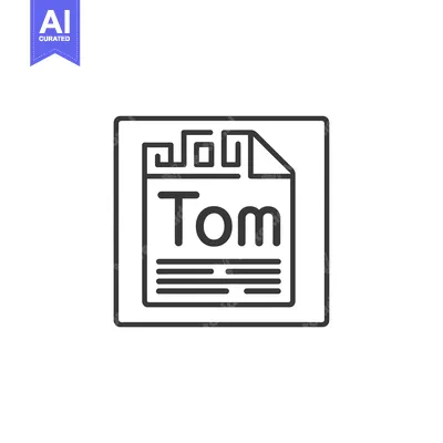 Aset premium populer: Line art icon of a file with the extension "TOM"