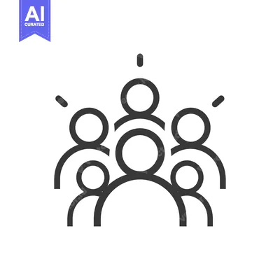 Aset premium populer: Line art icon of a group of people