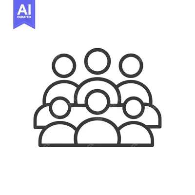 Aset desain premium: Line art icon of a group of people