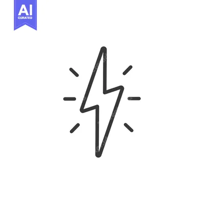 Aset premium populer: Line art icon of a lightning bolt with rays of light