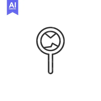 Aset desain premium: Line art icon of a lollipop with a broken piece