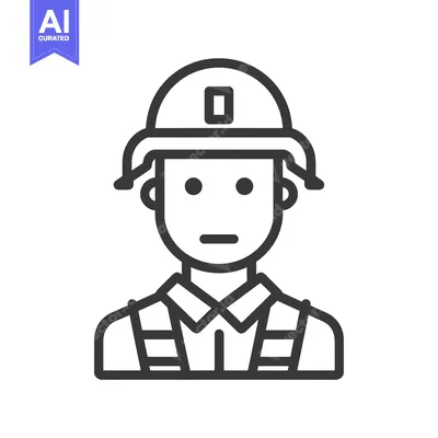 Aset desain premium: Line art icon of a male soldier wearing a helmet