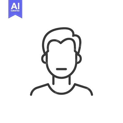 Premium design asset: Line art icon of a man's face with short hair