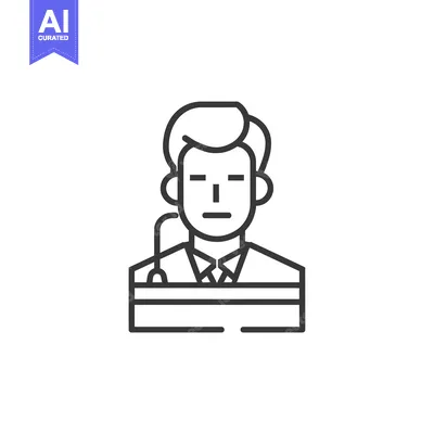 Line art icon of a man speaking at a podium
