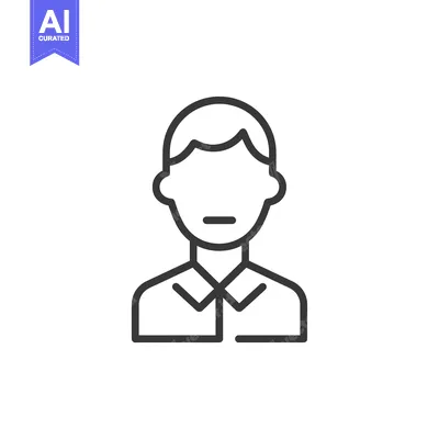 Aset desain premium: Line art icon of a man with short hair wearing a collared shirt