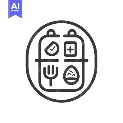Aset desain premium: Line Art Icon of a Meal Planning Container