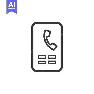 Premium design asset: Line art icon of a mobile phone with a call button