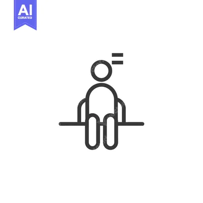 Premium design asset: Line Art Icon of a Person Sitting on a Bench