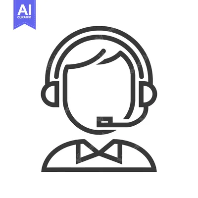 Aset desain premium: Line Art Icon of a Person Wearing a Headset