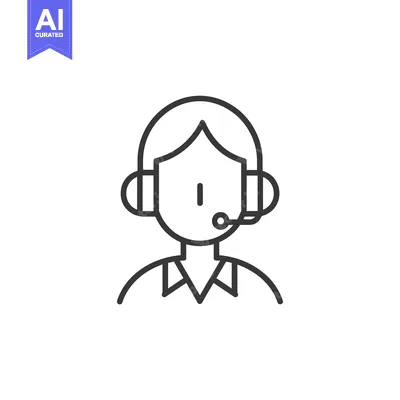 Premium design asset: Line art icon of a person wearing a headset
