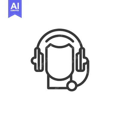 Line art icon of a person wearing a headset