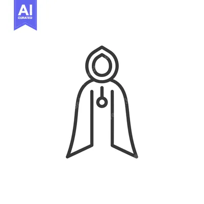 Premium design asset: Line art icon of a person wearing a hooded cloak