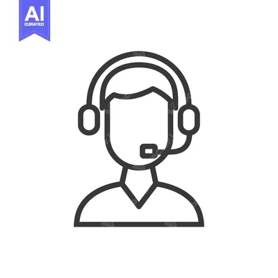 Line art icon of a person wearing headphones and a microphone
