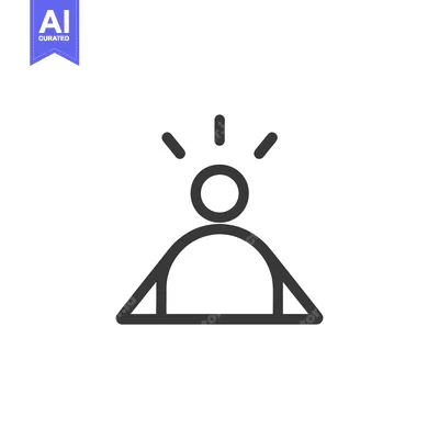 Aset desain premium: Line Art Icon of a Person with an Idea Bulb Above their Head