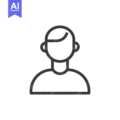 Aset desain premium: Line art icon of a person with a rounded head and simple body