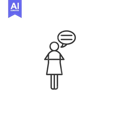 Aset premium populer: Line Art Icon of a Person with a Speech Bubble