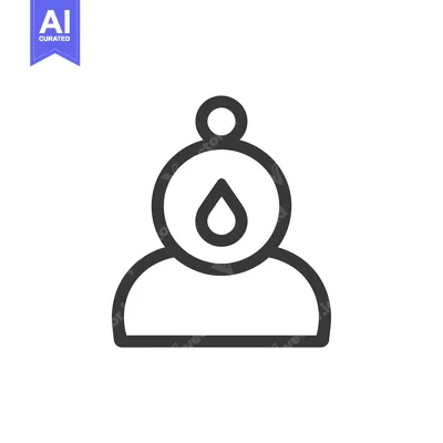Aset premium populer: Line art icon of a person with a water drop in their head